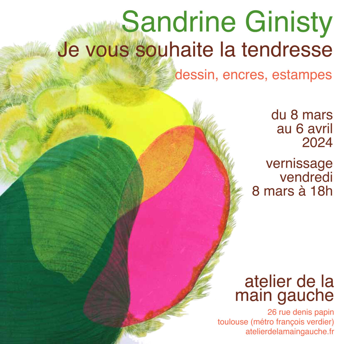 “Je vous souhaite la tendresse” : exposition des dessins, encres et estampes de Sandrine Ginisty